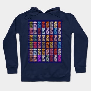 Art Deco Tulips Stencil Flowers Multicolored Pattern Hoodie